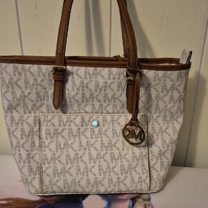 Michael Kors Signature Brown and Cream Tote